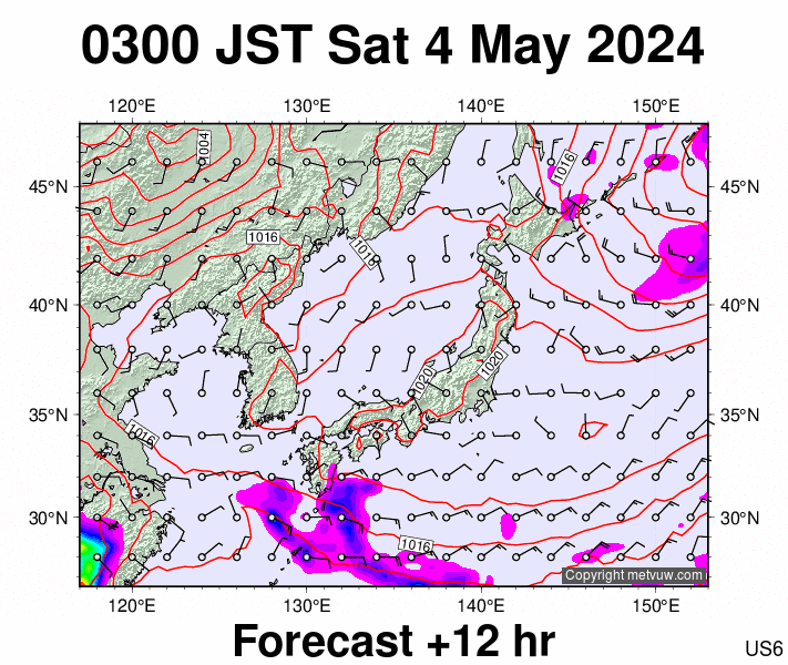 Japan forecast chart for Friday, May 3rd, 2024 at 6:00 PM