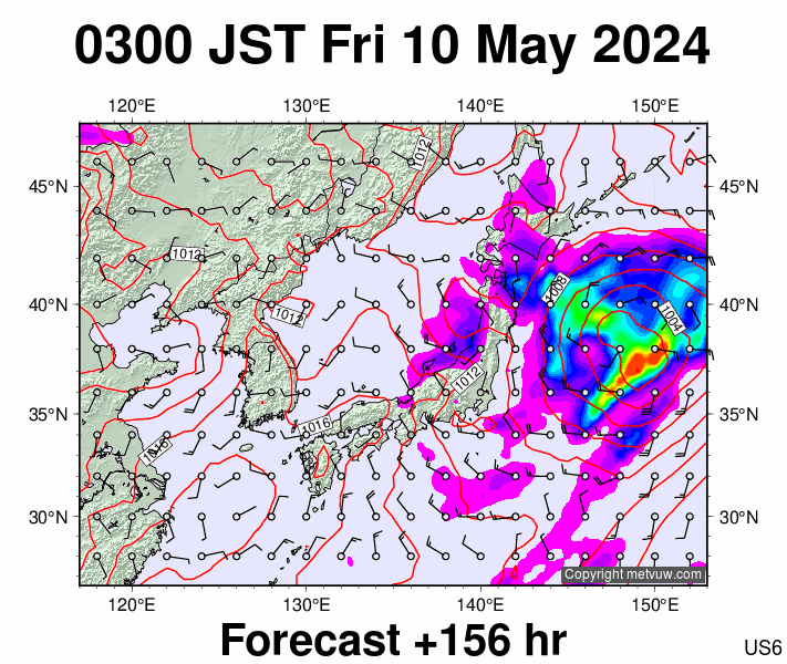 Japan forecast chart for Thursday, May 9th, 2024 at 6:00 PM