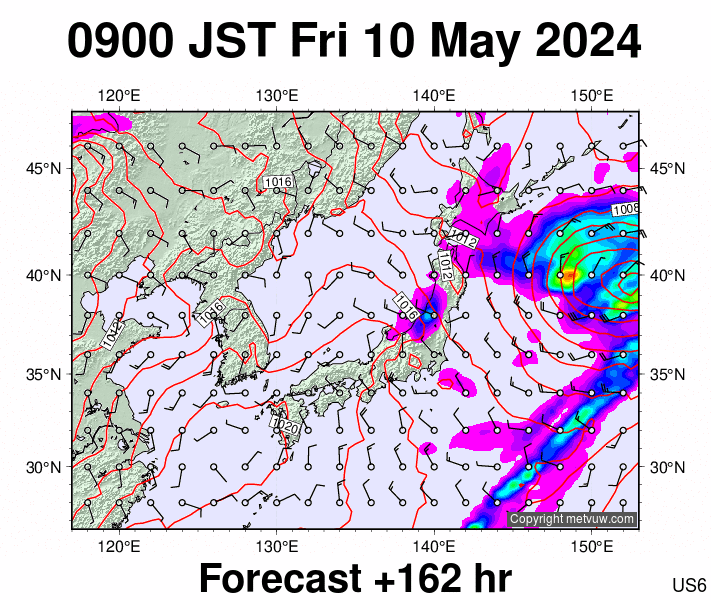 Japan forecast chart for Friday, May 10th, 2024 at 12:00 AM