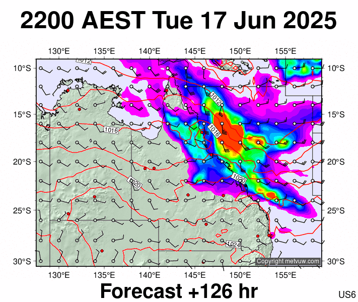 Queensland forecast chart for Tuesday, June 17th, 2025 at 12:00 PM