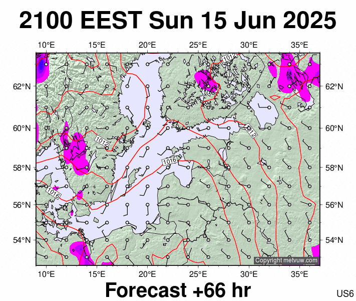Estonia forecast chart for Sunday, June 15th, 2025 at 6:00 PM