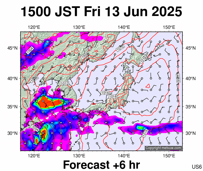 Japan forecast chart for Friday, June 13th, 2025 at 6:00 AM