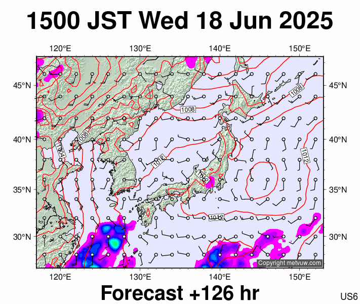 Japan forecast chart for Wednesday, June 18th, 2025 at 6:00 AM
