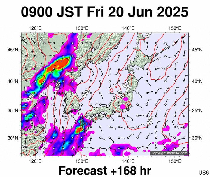 Japan forecast chart for Friday, June 20th, 2025 at 12:00 AM