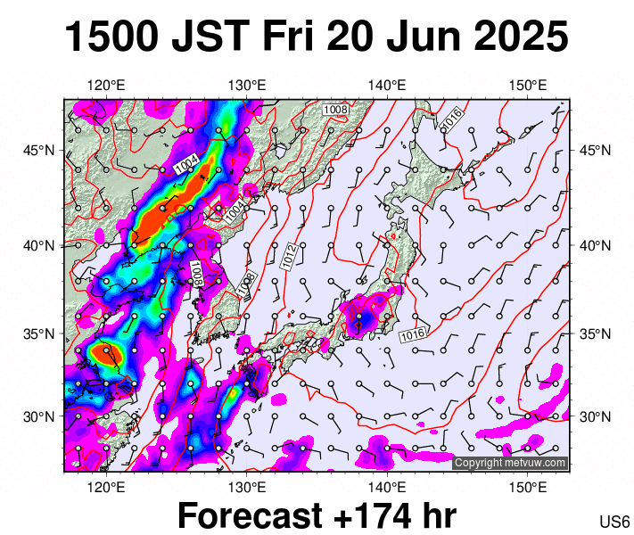 Japan forecast chart for Friday, June 20th, 2025 at 6:00 AM