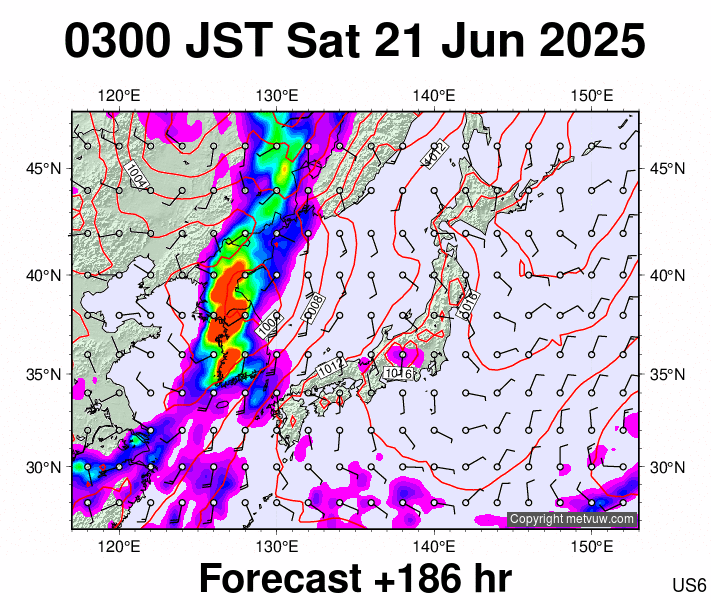 Japan forecast chart for Friday, June 20th, 2025 at 6:00 PM