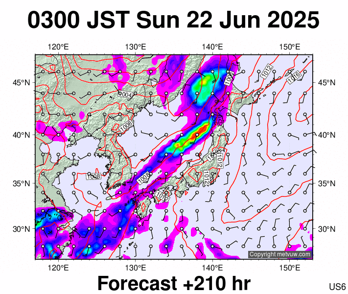 Japan forecast chart for Saturday, June 21st, 2025 at 6:00 PM