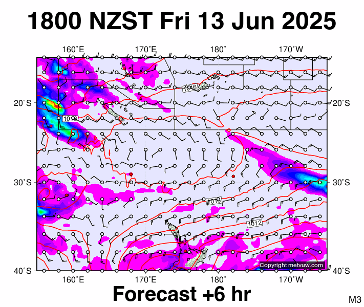 Fiji - NZ forecast chart for Friday, June 13th, 2025 at 6:00 AM