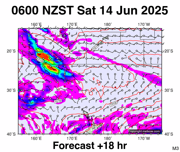 Fiji - NZ forecast chart for Friday, June 13th, 2025 at 6:00 PM