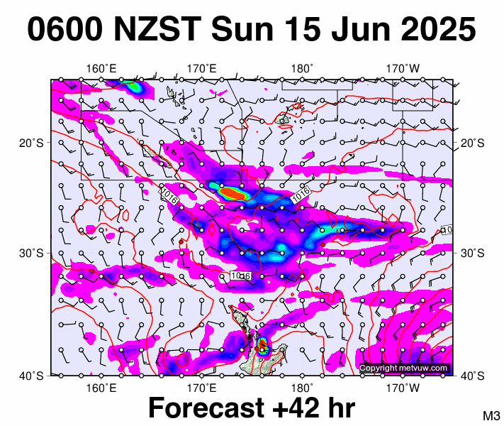 Fiji - NZ forecast chart for Saturday, June 14th, 2025 at 6:00 PM