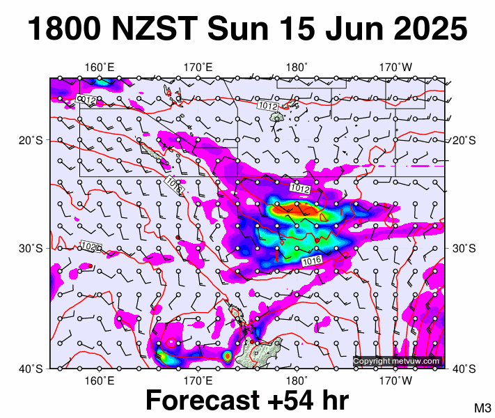 Fiji - NZ forecast chart for Sunday, June 15th, 2025 at 6:00 AM