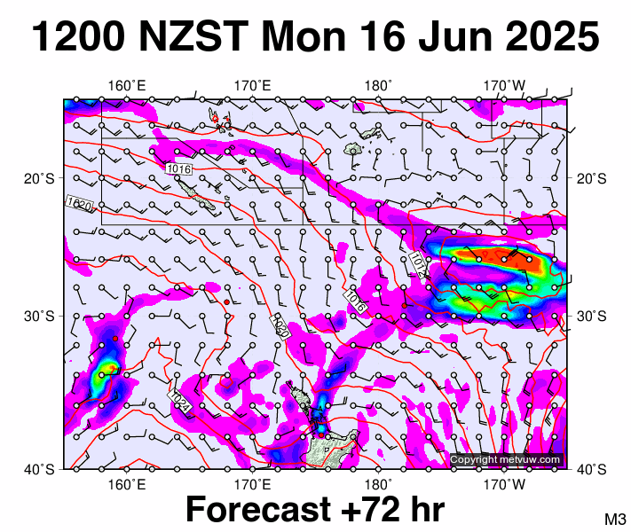 Fiji - NZ forecast chart for Monday, June 16th, 2025 at 12:00 AM