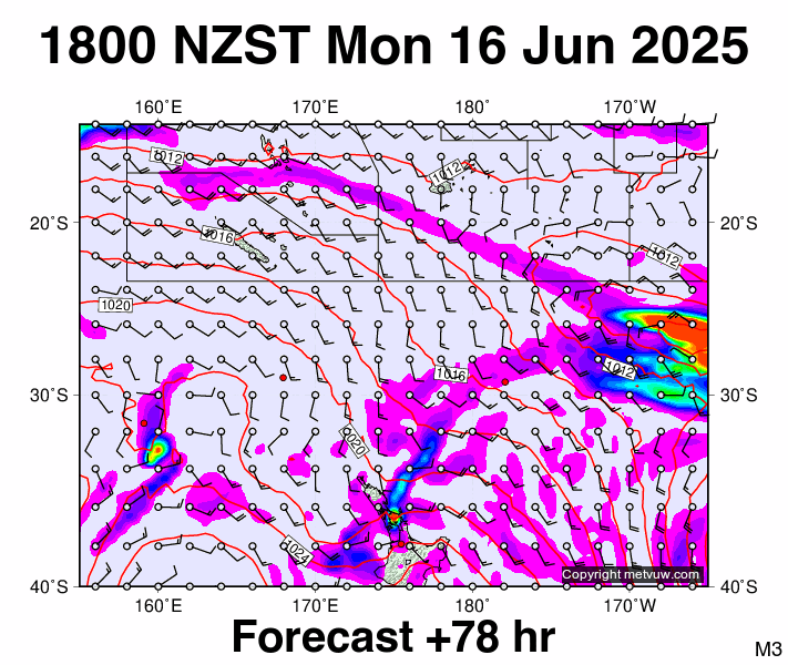 Fiji - NZ forecast chart for Monday, June 16th, 2025 at 6:00 AM
