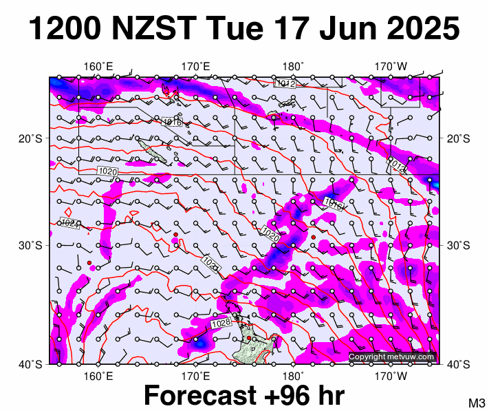 Fiji - NZ forecast chart for Tuesday, June 17th, 2025 at 12:00 AM