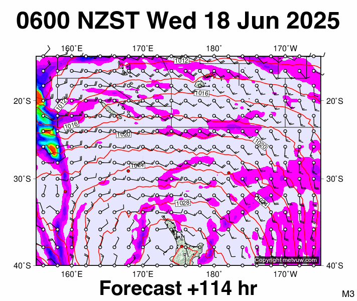 Fiji - NZ forecast chart for Tuesday, June 17th, 2025 at 6:00 PM