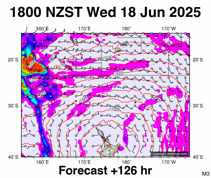 Fiji - NZ forecast chart for Wednesday, June 18th, 2025 at 6:00 AM