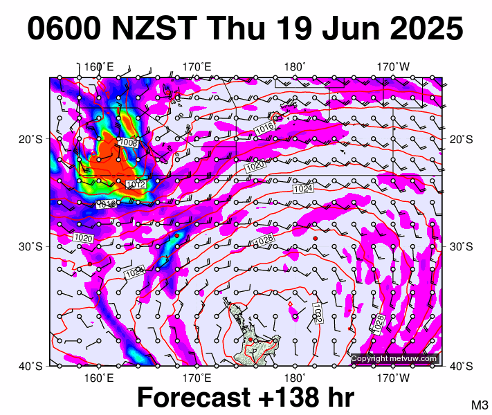 Fiji - NZ forecast chart for Wednesday, June 18th, 2025 at 6:00 PM