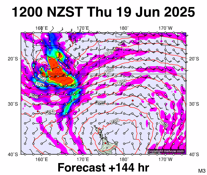 Fiji - NZ forecast chart for Thursday, June 19th, 2025 at 12:00 AM