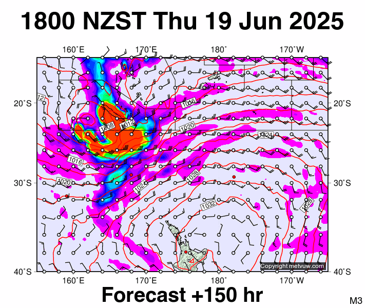 Fiji - NZ forecast chart for Thursday, June 19th, 2025 at 6:00 AM