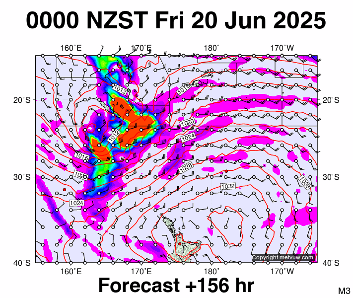 Fiji - NZ forecast chart for Thursday, June 19th, 2025 at 12:00 PM