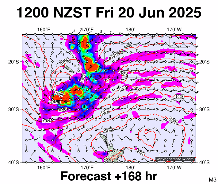 Fiji - NZ forecast chart for Friday, June 20th, 2025 at 12:00 AM
