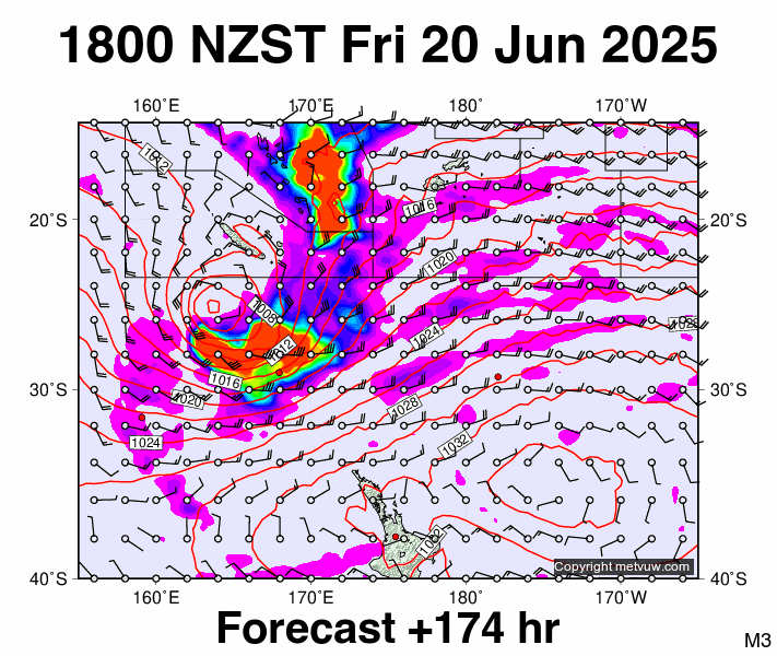 Fiji - NZ forecast chart for Friday, June 20th, 2025 at 6:00 AM