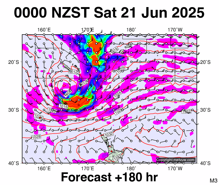 Fiji - NZ forecast chart for Friday, June 20th, 2025 at 12:00 PM