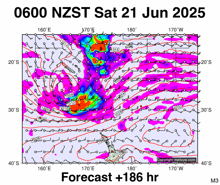 Fiji - NZ forecast chart for Friday, June 20th, 2025 at 6:00 PM