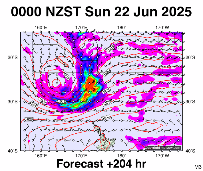 Fiji - NZ forecast chart for Saturday, June 21st, 2025 at 12:00 PM