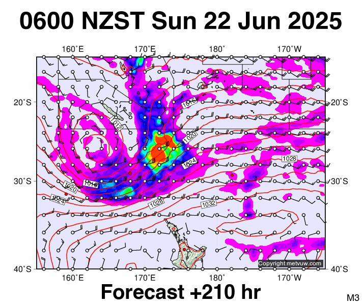 Fiji - NZ forecast chart for Saturday, June 21st, 2025 at 6:00 PM
