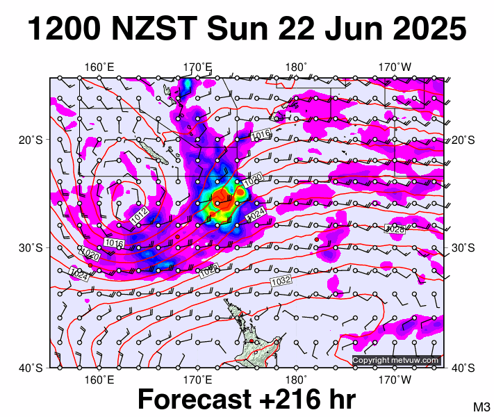 Fiji - NZ forecast chart for Sunday, June 22nd, 2025 at 12:00 AM