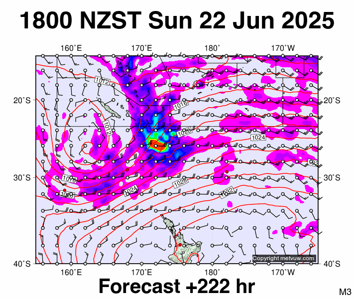 Fiji - NZ forecast chart for Sunday, June 22nd, 2025 at 6:00 AM