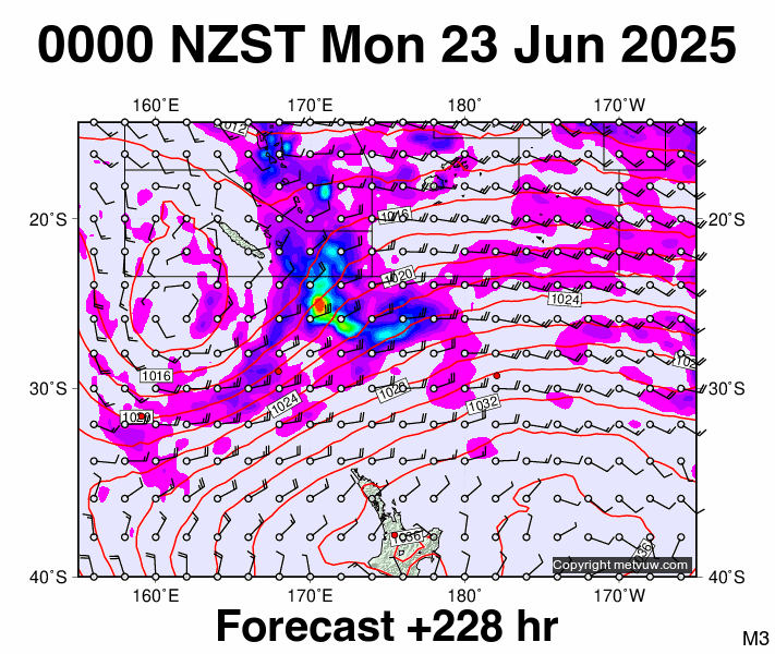 Fiji - NZ forecast chart for Sunday, June 22nd, 2025 at 12:00 PM