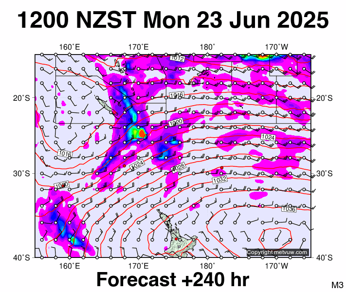 Fiji - NZ forecast chart for Monday, June 23rd, 2025 at 12:00 AM