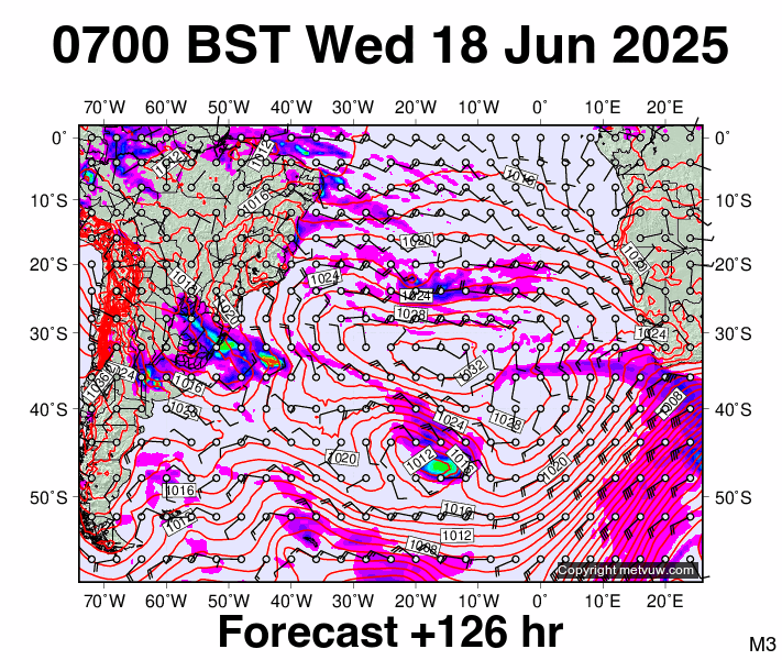 South Atlantic forecast chart for Wednesday, June 18th, 2025 at 6:00 AM