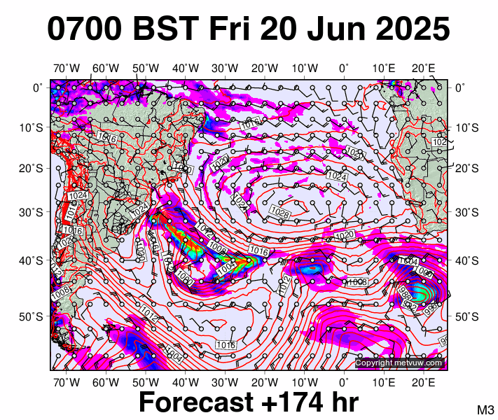 South Atlantic forecast chart for Friday, June 20th, 2025 at 6:00 AM