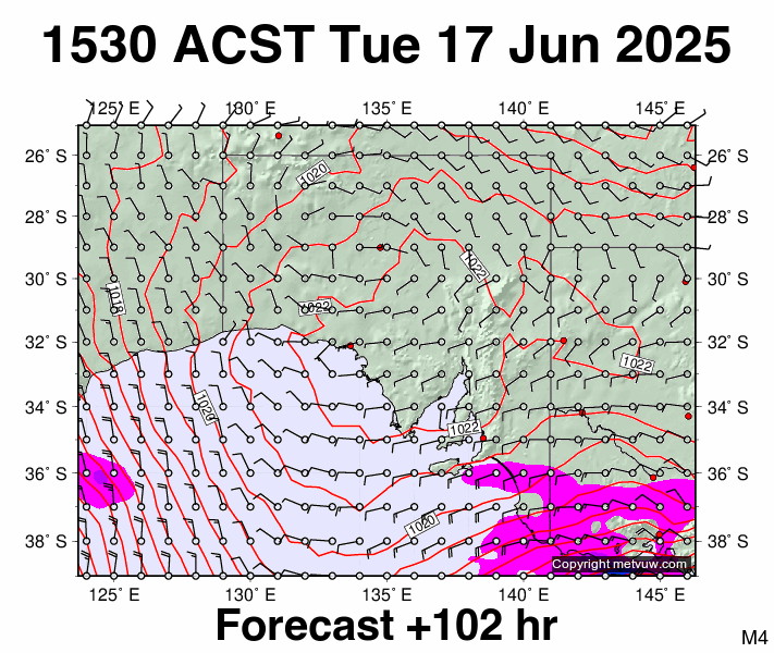 South Australia forecast chart for Tuesday, June 17th, 2025 at 6:00 AM