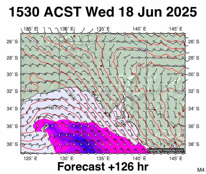 South Australia forecast chart for Wednesday, June 18th, 2025 at 6:00 AM