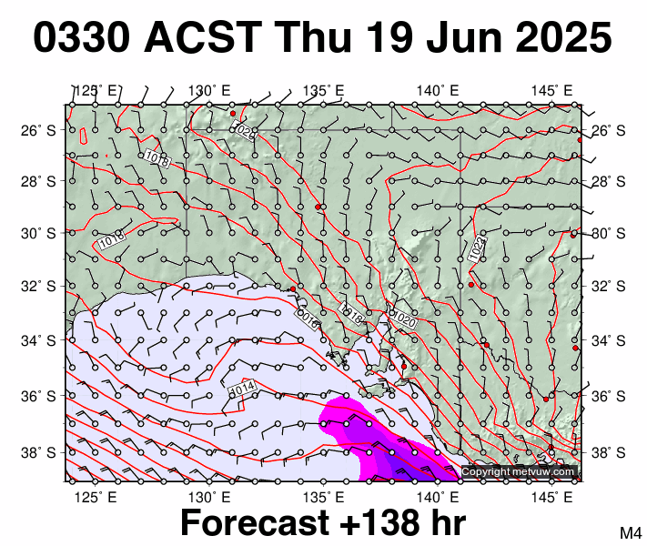 South Australia forecast chart for Wednesday, June 18th, 2025 at 6:00 PM