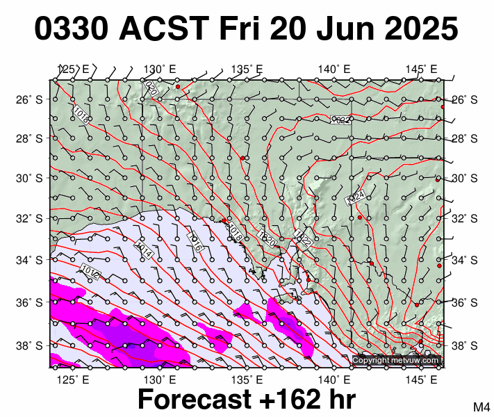 South Australia forecast chart for Thursday, June 19th, 2025 at 6:00 PM