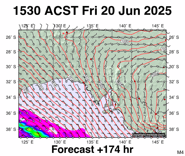 South Australia forecast chart for Friday, June 20th, 2025 at 6:00 AM