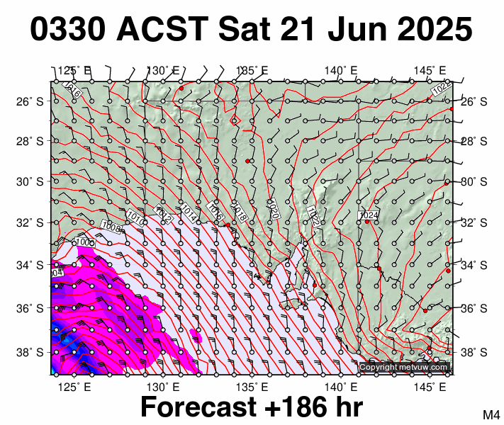 South Australia forecast chart for Friday, June 20th, 2025 at 6:00 PM
