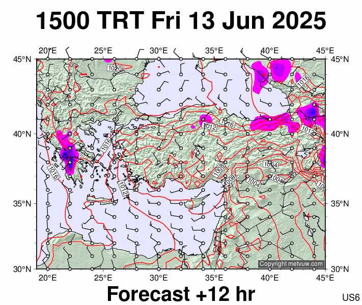 Turkey forecast chart for Friday, June 13th, 2025 at 12:00 PM