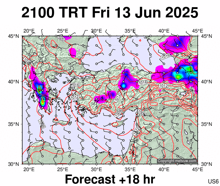 Turkey forecast chart for Friday, June 13th, 2025 at 6:00 PM