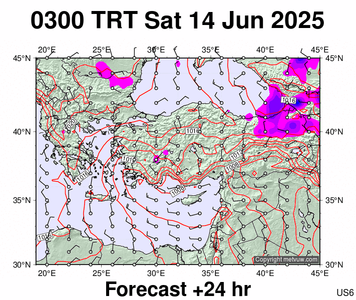 Turkey forecast chart for Saturday, June 14th, 2025 at 12:00 AM