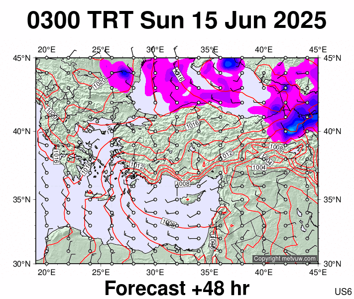Turkey forecast chart for Sunday, June 15th, 2025 at 12:00 AM
