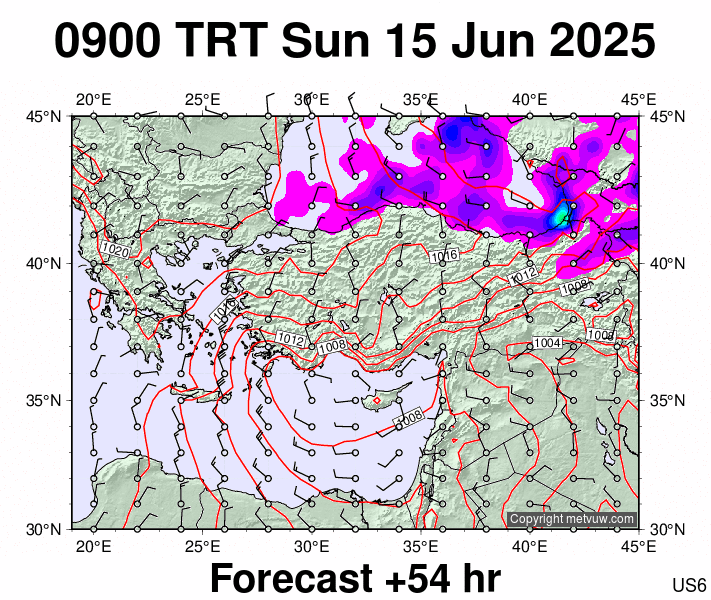 Turkey forecast chart for Sunday, June 15th, 2025 at 6:00 AM