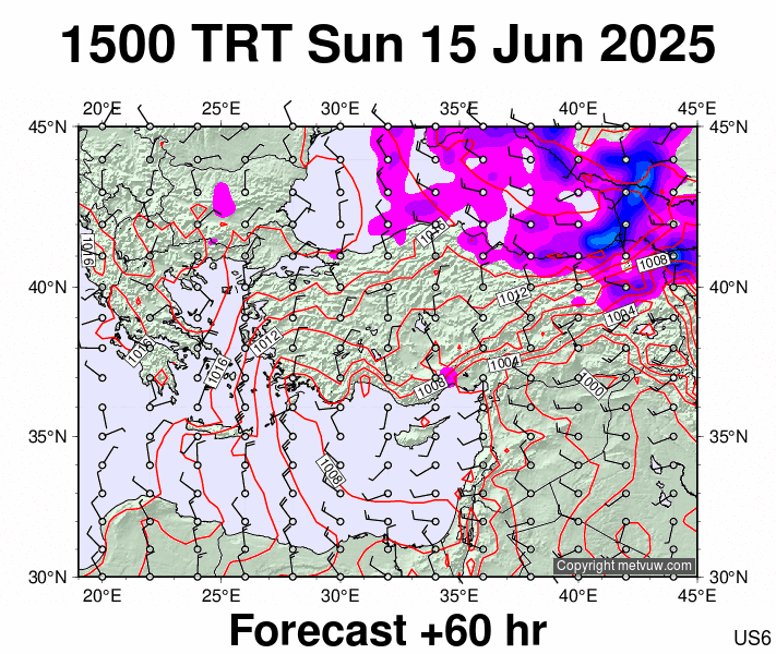 Turkey forecast chart for Sunday, June 15th, 2025 at 12:00 PM