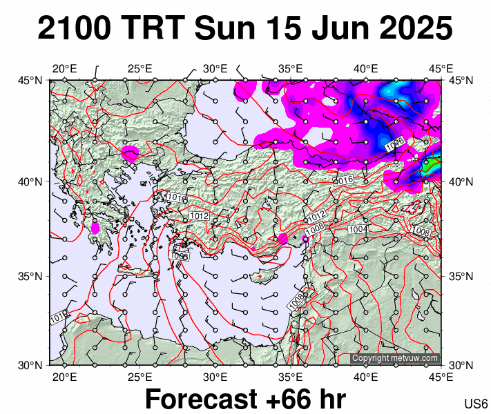 Turkey forecast chart for Sunday, June 15th, 2025 at 6:00 PM