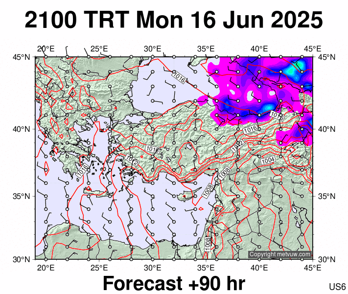 Turkey forecast chart for Monday, June 16th, 2025 at 6:00 PM